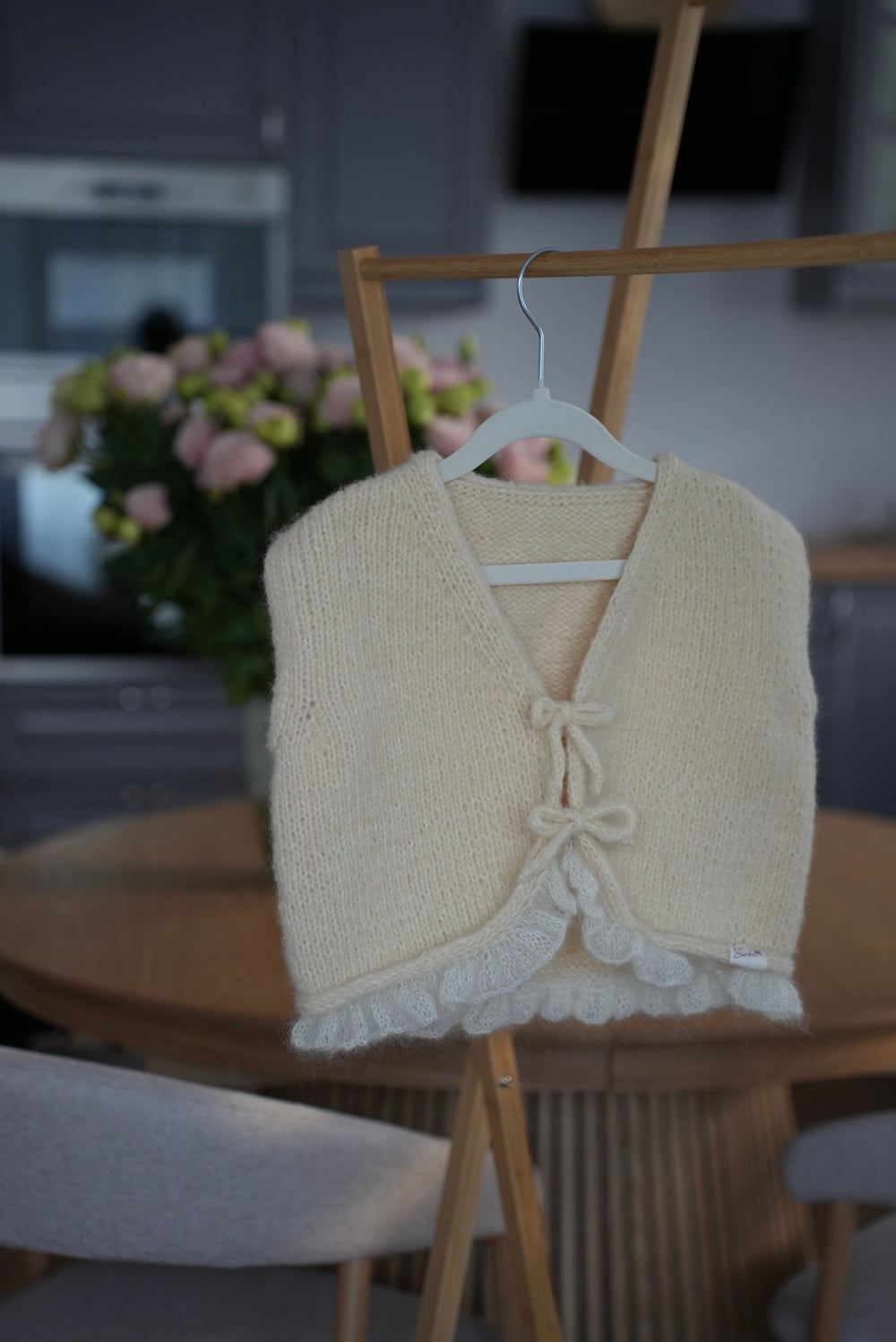 Kamizelka Alex, handmade, bawełna, alpaka, merino