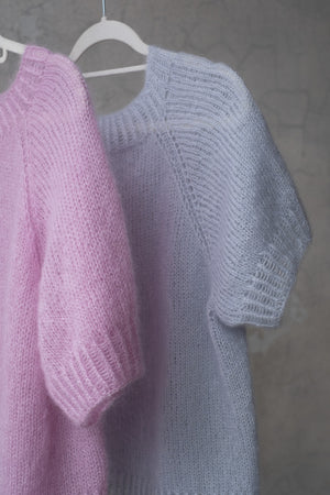 Sweter Aurelia z krótkim rękawem, super kid moher i jedwab, handmade