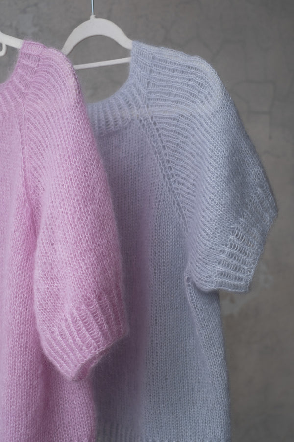 Sweter Aurelia z krótkim rękawem, super kid moher i jedwab, handmade