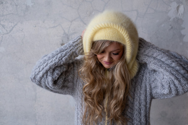 Kapturek, balaclava Molly, angora z merino, handmade