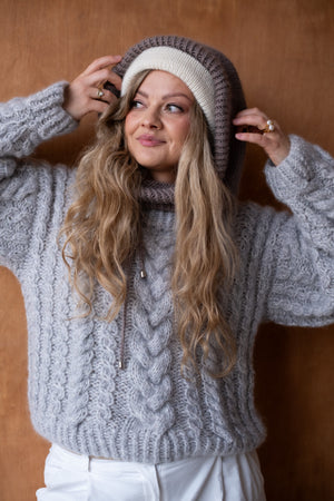 Kapturek, balaclava Frania, kaszmir i merino, handmade