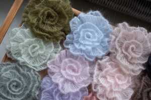 Róża Rozalinda, kid moher i jedwab, handmade