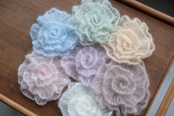 Róża Rozalinda, kid moher i jedwab, handmade