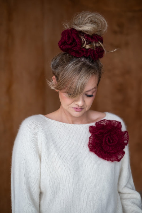 Róża Rozalinda, kid moher i jedwab, handmade