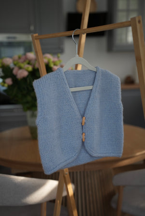 Kamizelka Alex, handmade, bawełna, alpaka, merino