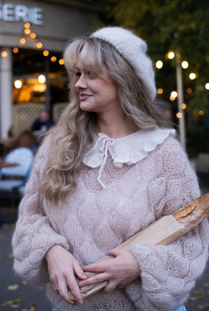 Kołnierzyk Henrietta, jedwab, super kid moher