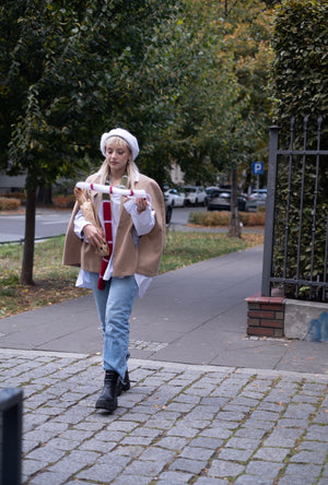 Beret i szal Henryka, super kid moher, jedwab, handmade