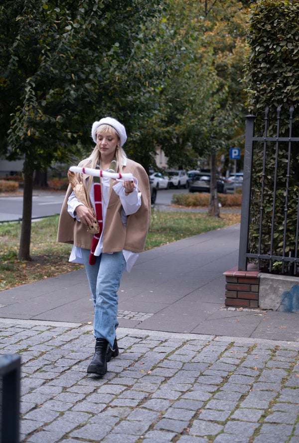 Beret i szal Henryka, super kid moher, jedwab, handmade