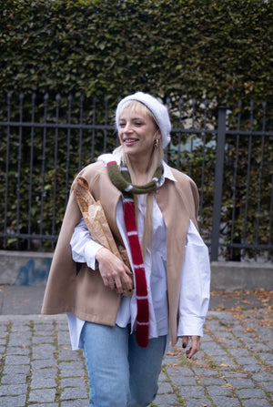 Beret i szal Henryka, super kid moher, jedwab, handmade