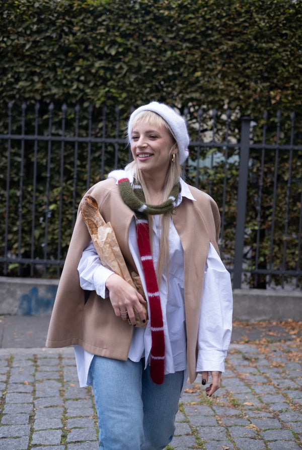 Beret i szal Henryka, super kid moher, jedwab, handmade