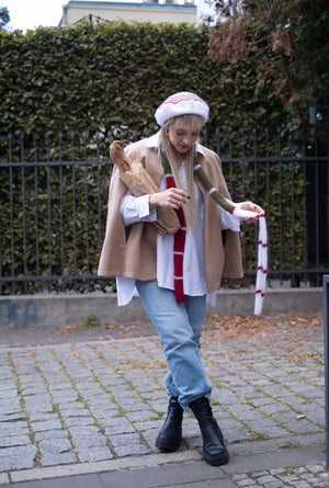 Beret i szal Henryka, super kid moher, jedwab, handmade