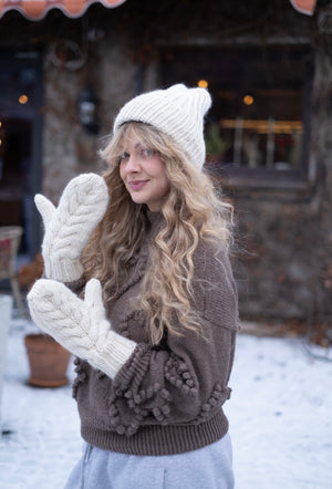 Zestaw: Gabo (czapka plus rękawiczki) 100% wełna peruwiańska