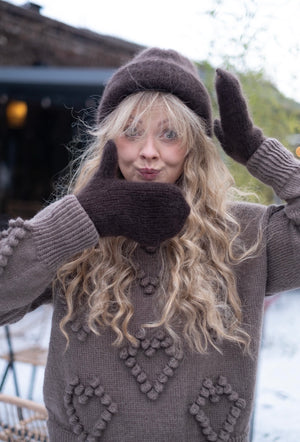 Zestaw: Inka (czapka plus rękawiczki), super kid moher, merino, jedwab