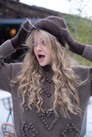 Zestaw: Inka (czapka plus rękawiczki), super kid moher, merino, jedwab