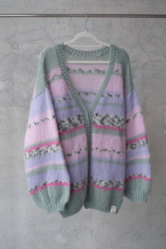 Kardigan Izabella, super kid moher, jedwab morwowy, merino, handmade