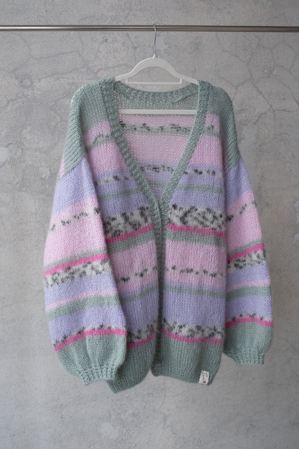 Kardigan Izabella, super kid moher, jedwab morwowy, merino, handmade