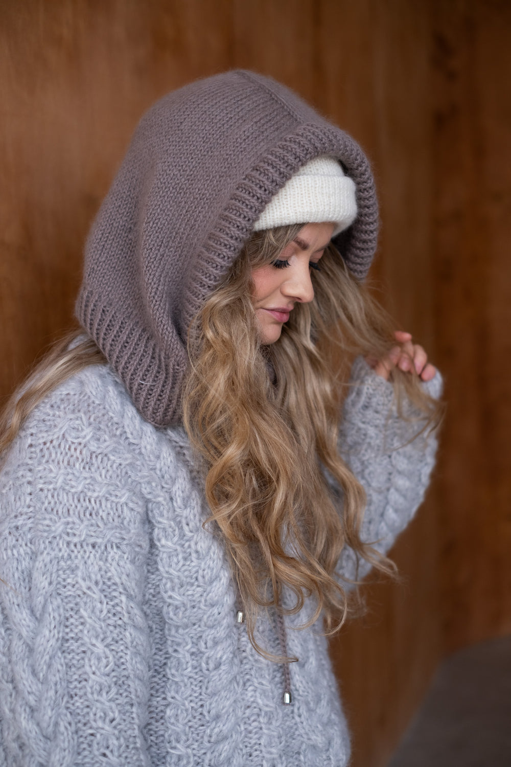 Kapturek, balaclava Frania, kaszmir i merino, handmade