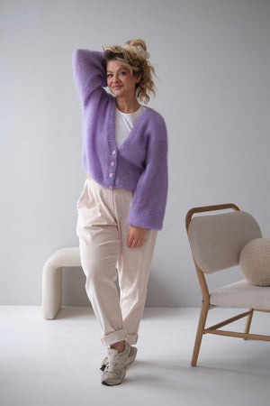 Kardigan Karo, super kid moher, jedwab