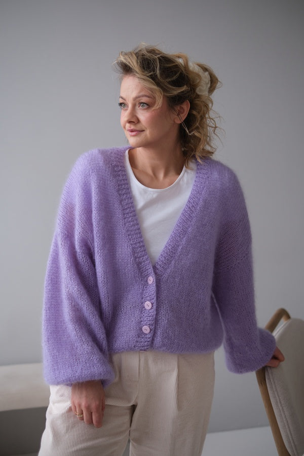 Kardigan Karo, super kid moher, jedwab