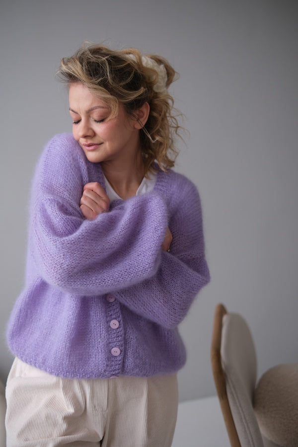 Kardigan Karo, super kid moher, jedwab