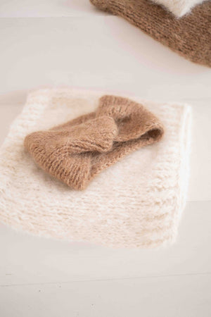Beżowa opaska i komin w kolorze naturalnym, Sirka handmade  