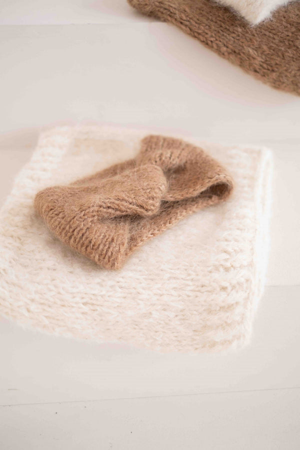 Beżowa opaska i komin w kolorze naturalnym, Sirka handmade  