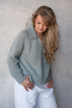 Sweter Matylda, z kołnierzykiem, handmade