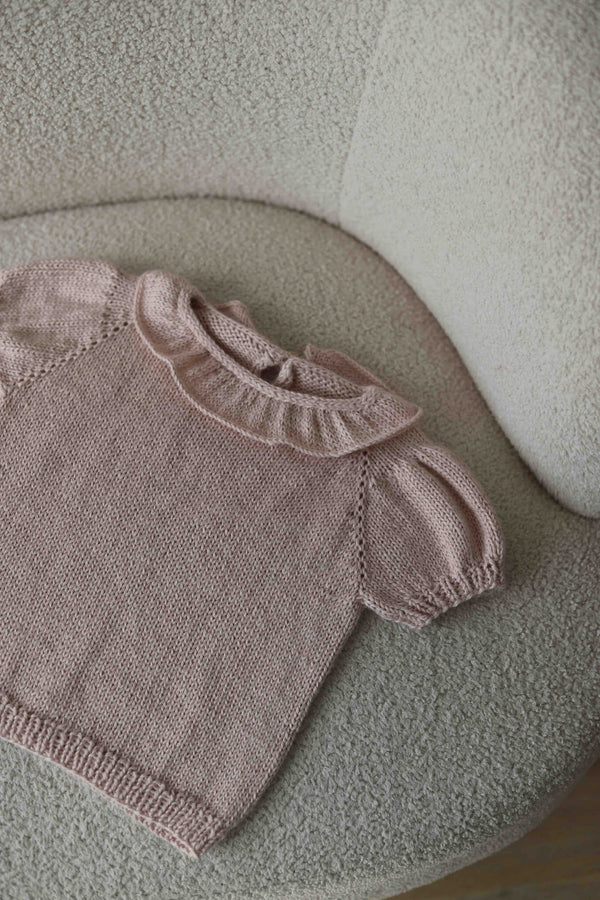 Jedwabny dziecięcy t-shirt Sirka handmade w odcieniu pudrowy róż