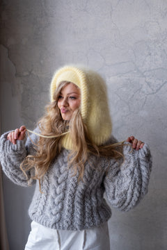 Kapturek, balaclava Molly, angora z merino, handmade