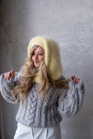 Kapturek, balaclava Molly, angora z merino, handmade