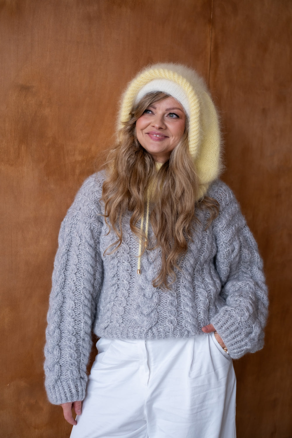 Kapturek, balaclava Molly, angora z merino, handmade