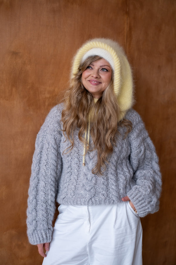 Kapturek, balaclava Molly, angora z merino, handmade