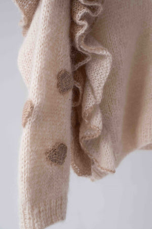 Detal rękaw i falbana kardiganu Sirka handmade
