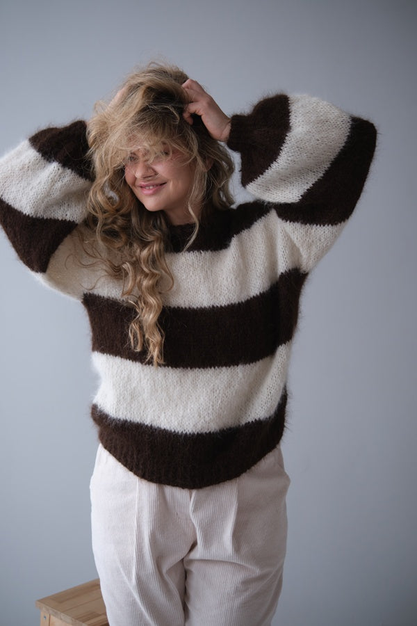 Sweter Duo z alpaki suri z merynosem, handmade