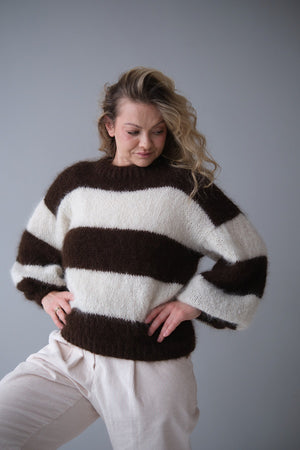 Sweter Duo z alpaki suri z merynosem, handmade