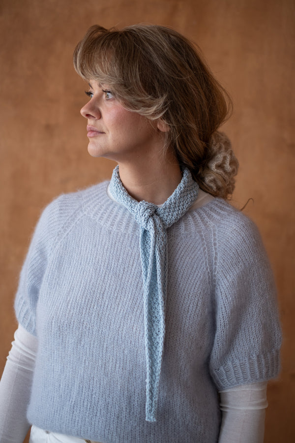 Sweter Aurelia z krótkim rękawem, super kid moher i jedwab, handmade