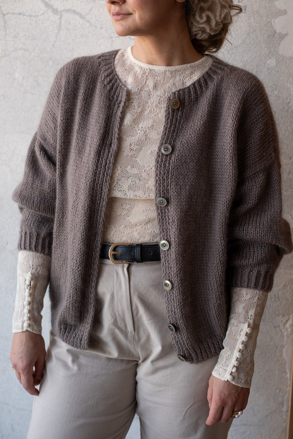 Kardigan Weronika, kaszmir i merino, handmade