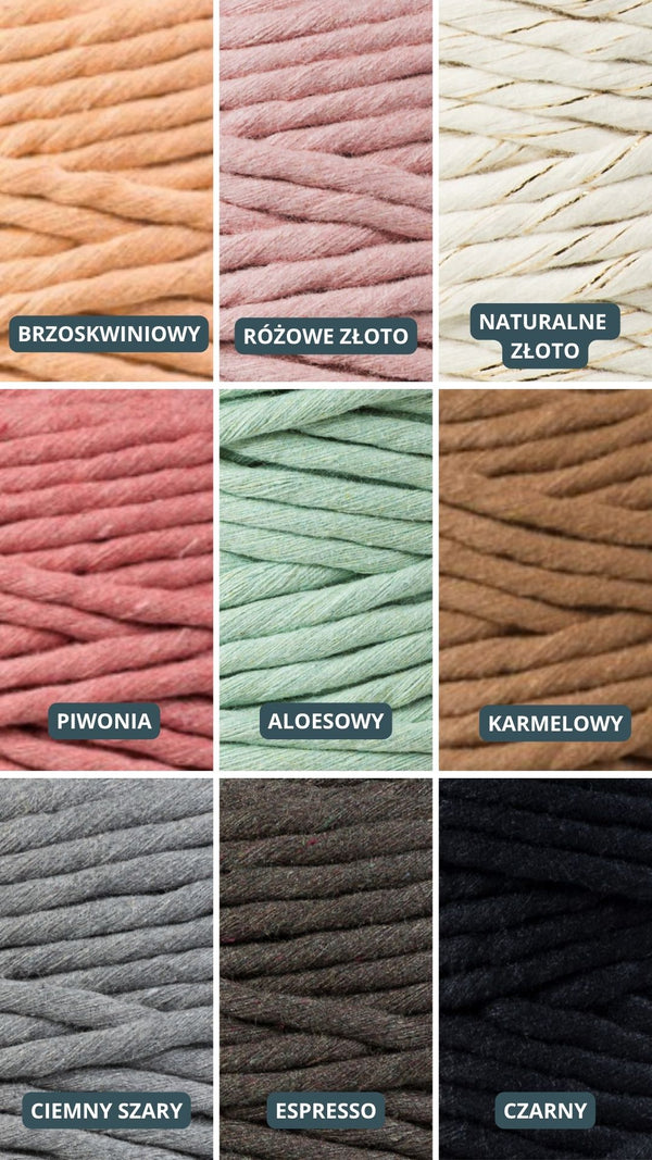 Paleta odcieni Sirka handmade brzoskwinia, różowe złoto, naturalne złoto, piwonia, aloesowy, karmelowy, ciemny szary, espresso, czarny