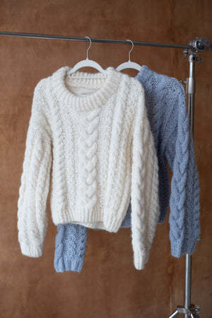 Sweter Zuzanna, warkocz, handmade, alpaka, merino, jedwab