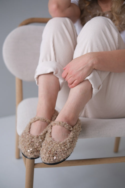 Buty Valentina, wełna merynosów, cekiny