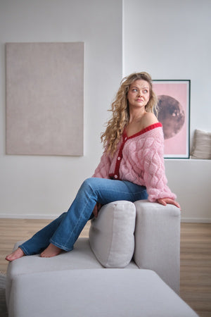 Sweter Luna w liście, ręcznie robiony