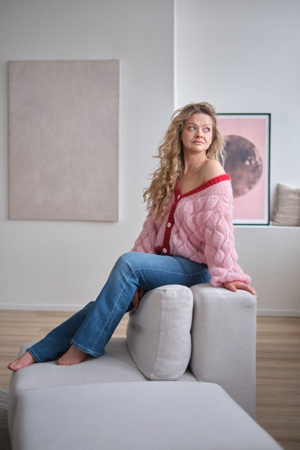 Sweter Luna w liście, ręcznie robiony