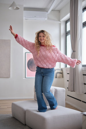 Sweter Luna w liście, ręcznie robiony