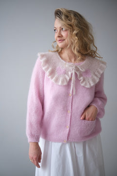 Kardigan Natalia, super kid moher & jedwab, handmade