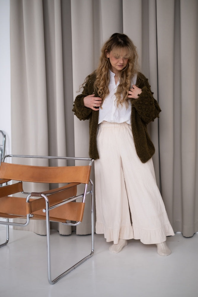 Kardigan Zoya, handmade, bawełna, baby alpaka, merino