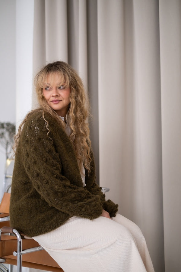 Kardigan Zoya, handmade, bawełna, baby alpaka, merino