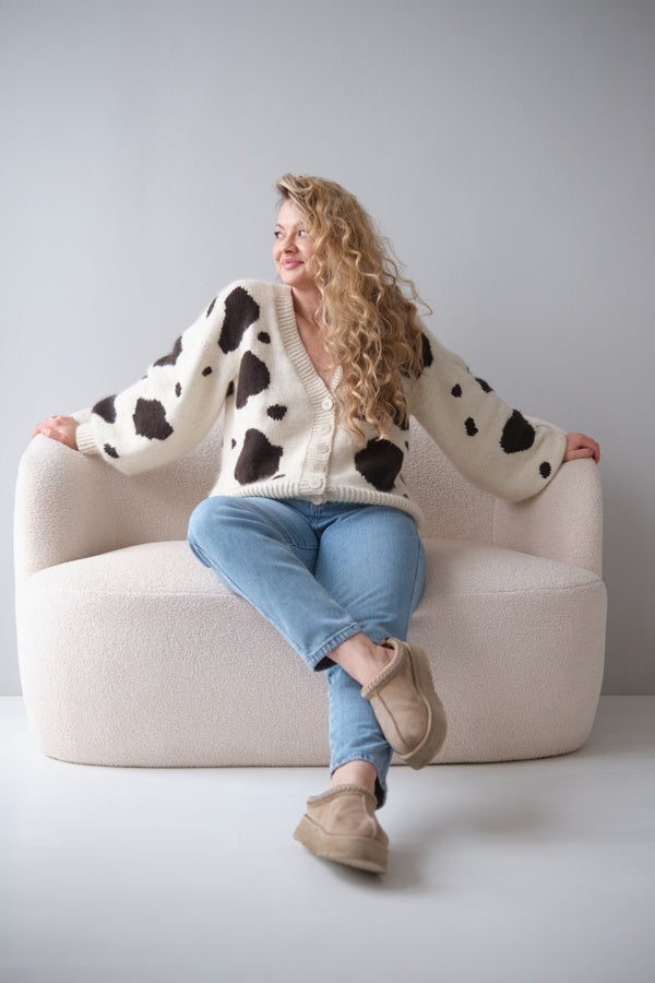 Kardigan Cow, merino i kaszmir