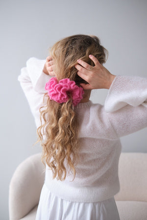 Scrunchie Nasturcja, gumka do włosów, handmade