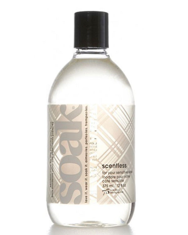 Płyn do prania delikatnych tkanin SOAK w butelce 375 ml o zapachu scentless