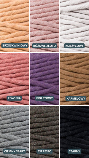 Paleta odcieni Sirka handmade brzoskwiniowy, różowe złoto, księżycowy, piwonia,  fioletowy, karmelowy, ciemny szary, espresso, czarny